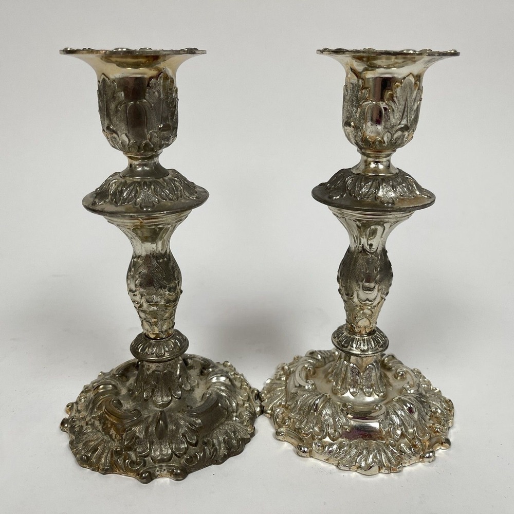 Leonard Candle Candlestick Holders Silver Japan 6 3/4" Tall Lot of 2